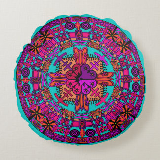 Mandala Floor Pillow Cushion - Aquamarin Rundes Kissen