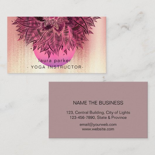 Mandala Floral Boho Massage Yoga Instructor Busine Visitenkarte (Vorne/Hinten)