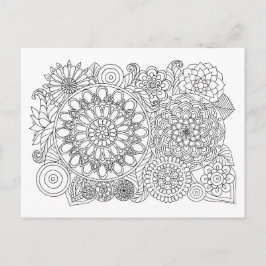 Mandala Floral Bouquet Adult Coloring Postkarte
