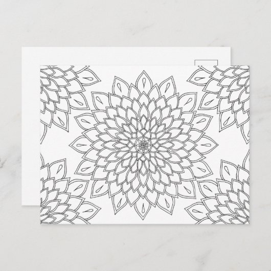Mandala Floral Dhalia Muster Erwachsenenfarben Postkarte (Vorne/Hinten)