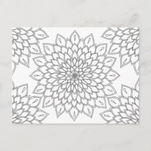 Mandala Floral Dhalia Muster Erwachsenenfarben Postkarte (Vorderseite)