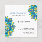Mandala Floral Elegant Blue Yoga Instructor Quadratische Visitenkarte (Rückseite)