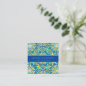 Mandala Floral Elegant Blue Yoga Instructor Quadratische Visitenkarte (Stehend Vorderseite)