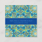 Mandala Floral Elegant Blue Yoga Instructor Quadratische Visitenkarte (Vorderseite)