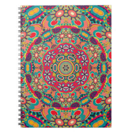 Mandala Floral Psychedelic Retro Hippie Millefiori Notizblock