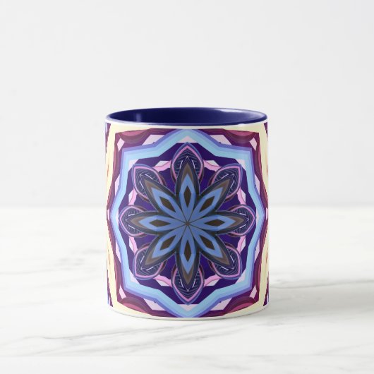 Mandala Floral Rosette Retro Hippie Tasse (Zentrum)