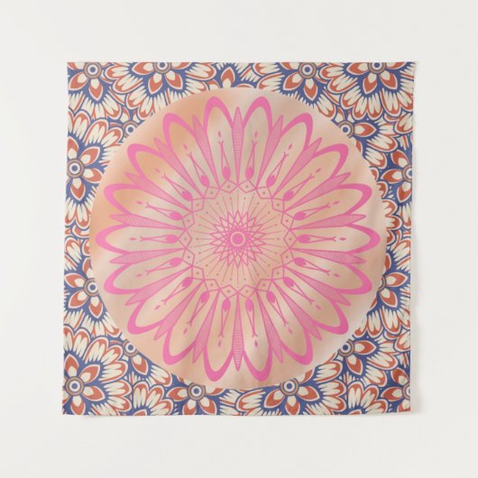 Mandala Floral Wandteppich (Vorderseite (Horizontal))