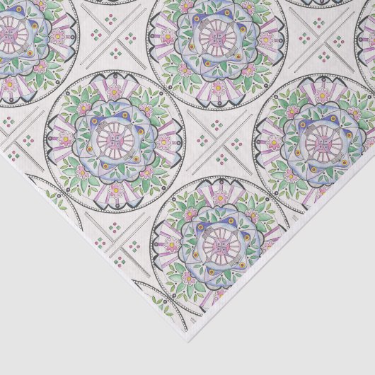 Mandala Floribunda Design auf Papiertaschentuch Seidenpapier (Ausschnitt)