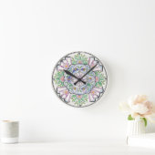 Mandala Floribunda Wall Clock Runde Wanduhr (Zuhause)