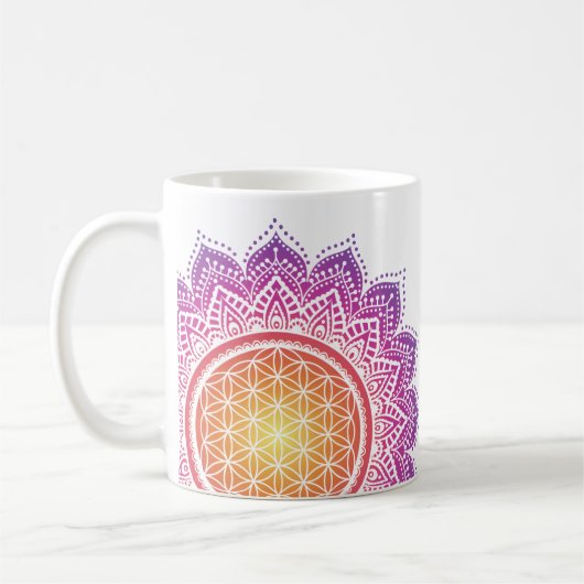 Mandala Flower of life sun rising Kaffeetasse (Links)