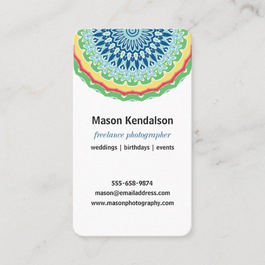 Mandala-Fotograf Visitenkarte (Vorderseite)
