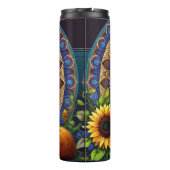 Mandala Fox mit Blumendetails Thermosbecher (Rückseite)