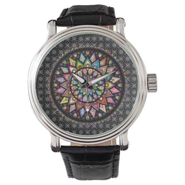 Mandala . Frieden, Liebe, Sehen Armbanduhr (Vorderseite)