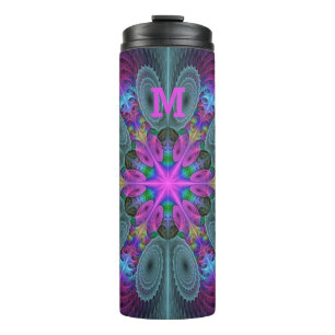 Mandala From Centre Colorful Fraktal Art Monogram Thermosbecher