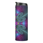 Mandala From Centre Colorful Fraktal Art Monogram Thermosbecher (Nach rechts gedreht)