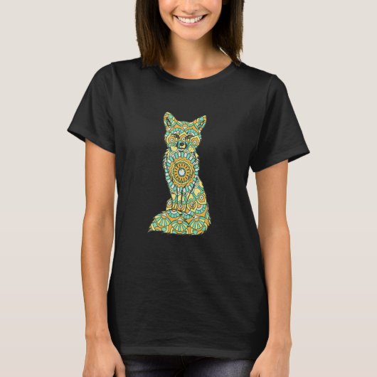 Mandala Fuchs Geometrisches Muster Mandala Tier T-Shirt (Vorderseite)