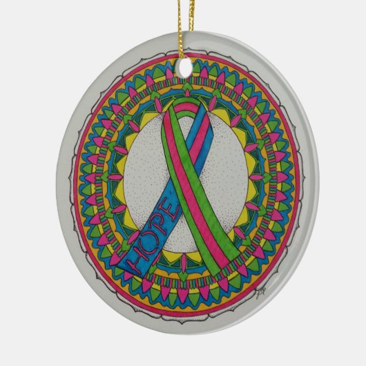 Mandala für metastasierenden Brustkrebs Keramikornament (Links)