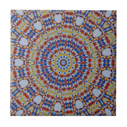 Mandala gelb blau fliese (Vorderseite)