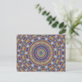 Mandala gelb blau postkarte (Stehend Vorderseite)