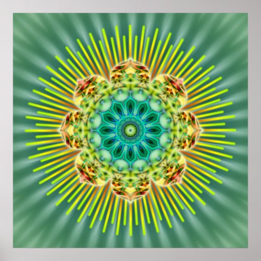 Mandala gelb grün | Grüne Blume Poster (Vorne)