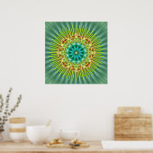 Mandala gelb grün | Grüne Blume Poster (Küche)