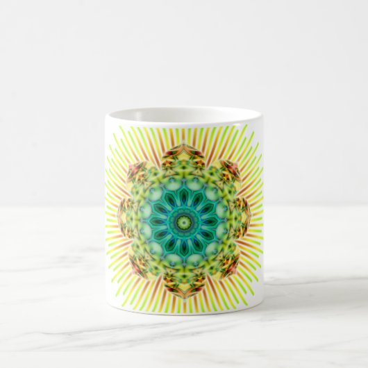 Mandala gelb grün kaffeetasse (Mittel)