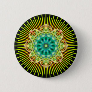 Mandala gelb grün schwarz button