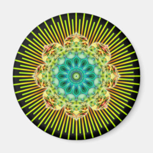 Mandala gelb grün schwarz magnet