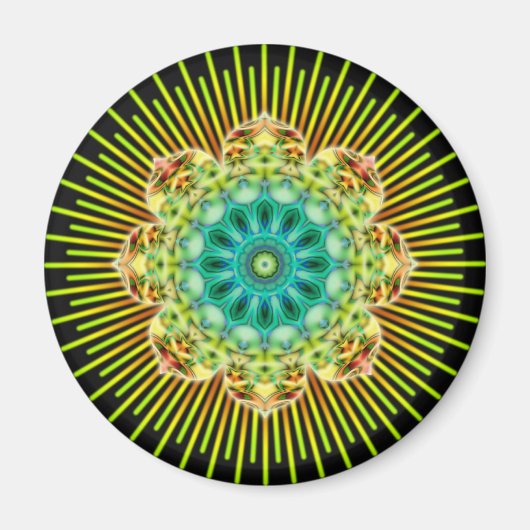 Mandala gelb grün | schwarz magnet (Vorne)