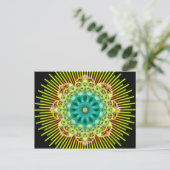Mandala gelb grün | schwarz postkarte (Stehend Vorderseite)