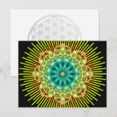 Mandala gelb grün | schwarz postkarte (Vorne/Hinten)