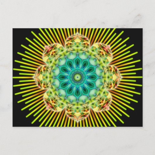 Mandala gelb grün | schwarz postkarte (Vorderseite)