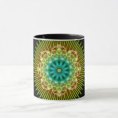 Mandala gelb grün | schwarz tasse (Zentrum)