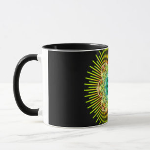 Mandala gelb grün schwarz tasse