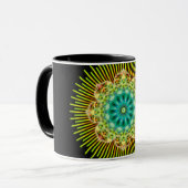 Mandala gelb grün | schwarz tasse (Vorderseite Links)