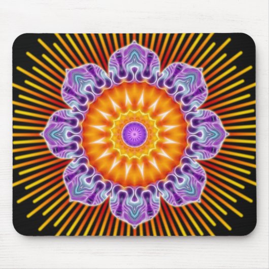 Mandala, gelb violett, schwarz mousepad (Vorne)