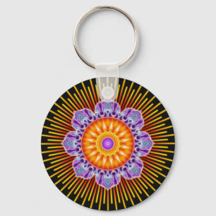 Mandala, gelb violett, schwarz schlüsselanhänger