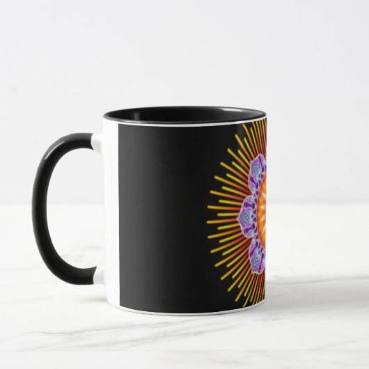 Mandala, gelb violett, schwarz tasse (Links)