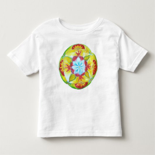 Mandala, gelbe, runde Hand bemalt Mandala Kleinkind T-shirt (Vorderseite)