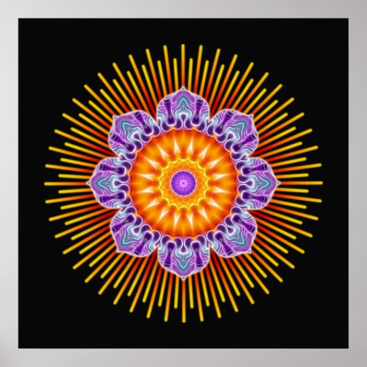 Mandala-Gelbviolett | schwarz Poster (Vorne)