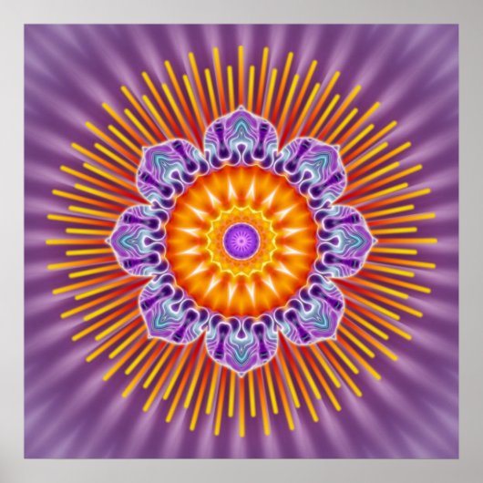 Mandala-Gelbviolett | violette Blume Poster (Vorne)