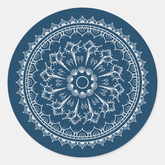 Mandala gemacht von den Seashells Runder Aufkleber (Vorderseite)