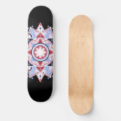 Mandala Geometric Abstrakt Pattern Blau Schwarz Skateboard (Vorderseite)