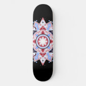 Mandala Geometric Abstrakt Pattern Blau Schwarz Skateboard (Vorderseite)