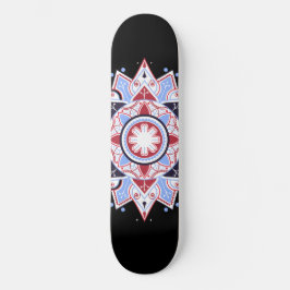 Mandala Geometric Abstrakt Pattern Blau Schwarz Skateboard