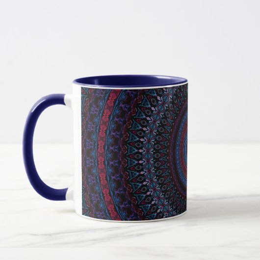 Mandala Geometric Circles Fraktal Retro Hippie Tas Tasse (Links)