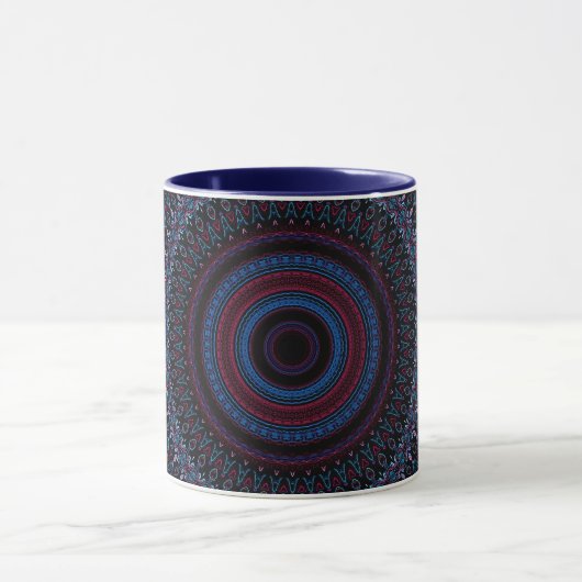 Mandala Geometric Circles Fraktal Retro Hippie Tas Tasse (Zentrum)