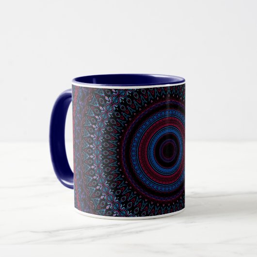 Mandala Geometric Circles Fraktal Retro Hippie Tas Tasse (Vorderseite Links)