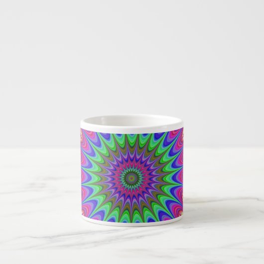 Mandala Geometric Psychedelic Retro Hippie Espressotasse (Vorderseite)