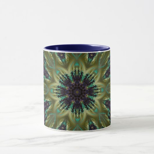 Mandala Geometric Rosette Fraktal Retro Hippie Tas Tasse (Zentrum)